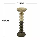Vintage-Inspired Aqua Distressed Grey Iron Candle Holder - 4.3x18.1 cm