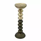 Vintage-Inspired Aqua Iron Candle Holder - Gold & Black, 4.3X10.6X4.3 inch
