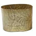 Handcrafted Textured Gold Metal Cylinder Planter Pot - Premium Home Decor