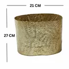 Handcrafted Textured Gold Metal Cylinder Planter Pot - Premium Home Decor