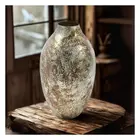 Gold Antique Iron Vase - 16.93 Inch Decorative Centerpiece