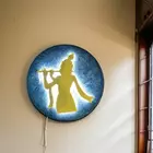 Krishna LED Wall Art - 12 Inch Divine Flute Silhouette with Backlit Glow