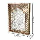 Handcrafted Brown Jharokha Wall Decor with Intricate Mirror Work