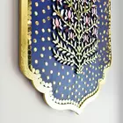 Blue Handcrafted Floral Wall Art with Mirror Embellishments - MDF Wood
