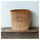 Textured Copper Metal Cylinder Planter Pot - Elegant Home Decor