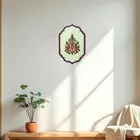 Beige Handcrafted Floral Wall Art - Wooden Plaque with Mirror Accents