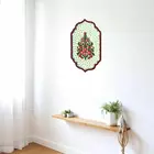 Beige Handcrafted Floral Wall Art - Wooden Plaque with Mirror Accents