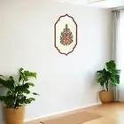 Beige Handcrafted Floral Wall Art - Wooden Plaque with Mirror Accents