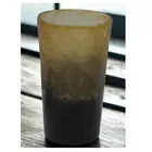 Portavelas de cristal hecho a mano - Diseño de rombos, degradado ámbar y gris