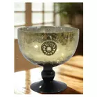 Diamond Pattern Glass Bowl with Black Gold Base - Round Candle Holder