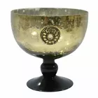 Diamond Pattern Glass Bowl with Black Gold Base - Round Candle Holder
