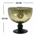 Diamond Pattern Glass Bowl with Black Gold Base - Round Candle Holder