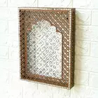 Handcrafted Brown Jharokha Wall Decor with Intricate Mirror Work