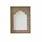 Handcrafted Brown Jharokha Wall Decor with Intricate Mirror Work