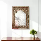 Handcrafted Brown Jharokha Wall Decor with Intricate Mirror Work