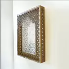 Handcrafted Brown Jharokha Wall Decor with Intricate Mirror Work