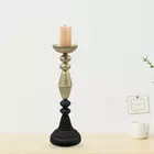 Vintage-Inspired Aqua & Gold Distressed Iron Candle Holder - 4.3x18.1 cm