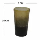Portavelas de cristal hecho a mano - Diseño de rombos, degradado ámbar y gris