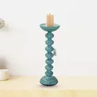 Candelabro de hierro color aguamarina de inspiración vintage - 4,3 x 10,6 x 4,3 pulgadas