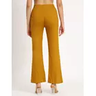 Pantalon pattes d'éléphant en coton et lycra moutarde - Taille femme S