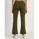 Dark Olive Cotton Lycra Bell Bottom Pants - Women's Size S