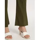 Dark Olive Cotton Lycra Bell Bottom Pants - Women's Size S