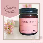 La Aromas Pink Rose Scented Candle - Amber Jar Home Fragrance