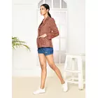 Blazer oversize en coton ajrakh rouge Thea - Coupe confort femme