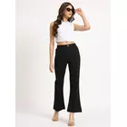 Diola Clothings Black Cotton Lycra Bell Bottom Pants (S)