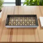Black & Gold Damask Wooden Decorative Tray - Handcrafted Elegance