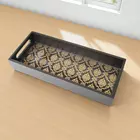 Black & Gold Damask Wooden Decorative Tray - Handcrafted Elegance