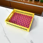 Hand-Painted Geometric Resin Tray - Artisanal Home Decor for Festive Occasions