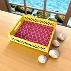 Hand-Painted Geometric Resin Tray - Artisanal Home Decor for Festive Occasions