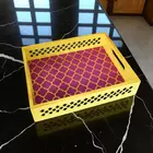 Hand-Painted Geometric Resin Tray - Artisanal Home Decor for Festive Occasions