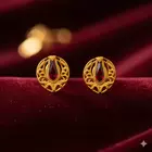 Elegant Gold Plated Necklace and Earring Set with Maroon & Green Stones