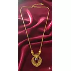 Elegant Gold Plated Necklace and Earring Set with Maroon & Green Stones