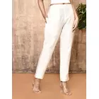 Kiva Off-White Handloom Maheshwari Silk Ankle-Length Women's Pants
