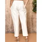 Kiva Off-White Handloom Maheshwari Silk Ankle-Length Women's Pants