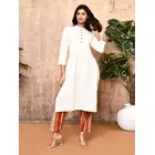 Sadira Off-White Handloom Cotton Kurta with Pockets