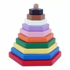 Tantrums Preschool Wooden Building Blocks Graded Tower Hexagon Puzzle for Kids to Develop Eye Coordination