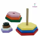 Tantrums Preschool Wooden Building Blocks Graded Tower Hexagon Puzzle for Kids to Develop Eye Coordination