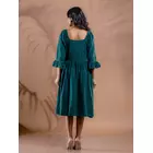 Ocean Fern Teal Green Kala Cotton Kantha Tiered Dress