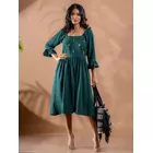 Ocean Fern Teal Green Kala Cotton Kantha Tiered Dress