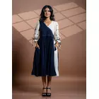 Selene Embroidered Black Kala Cotton Dress with Tie-Ups