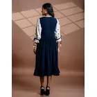 Selene Embroidered Black Kala Cotton Dress with Tie-Ups