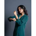 Teal Whispers Kala Cotton A-Line Shirt Dress - Sustainable Handwoven Design