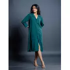 Teal Whispers Kala Cotton A-Line Shirt Dress - Sustainable Handwoven Design