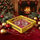 Hand-Painted Geometric Resin Tray - Artisanal Home Decor for Festive Occasions