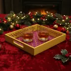 Hand-Painted Geometric Resin Tray - Artisanal Home Decor for Festive Occasions