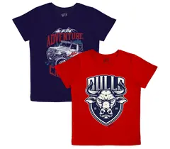 Cotton printed T shirts for boys(Pack of 2)